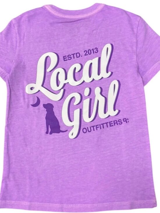 Local Boy Outfitters Other - Local Girl Youth Stacked Script Neon Violet Short Sleeve Tee